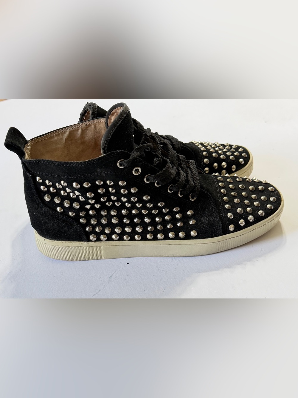 Christian Louboutin Spike Studded Suede High-Top Sneakers Men's Size 44